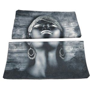 Unbranded 2 Pillowcase Covers Black Women Art African Handmade Zip Closure Home